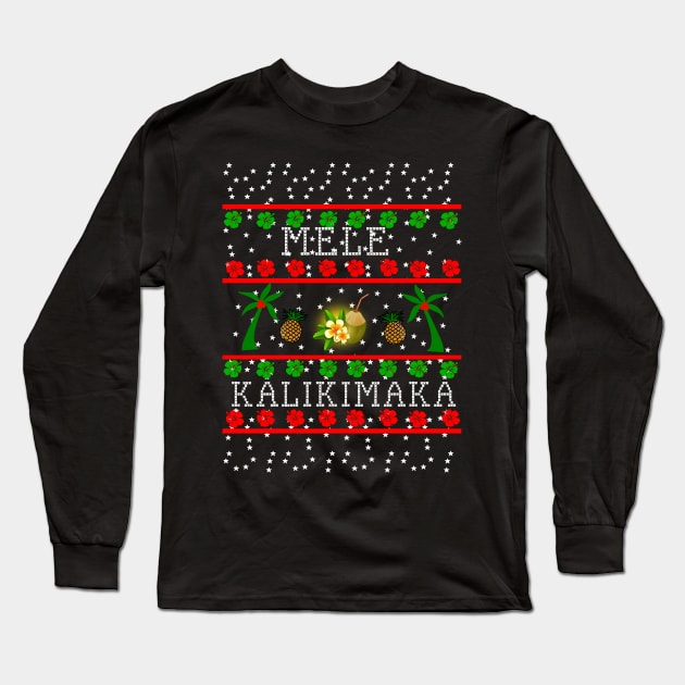 Hawaiian Ugly Christmas Sweater Long Sleeve T-Shirt by Scarebaby